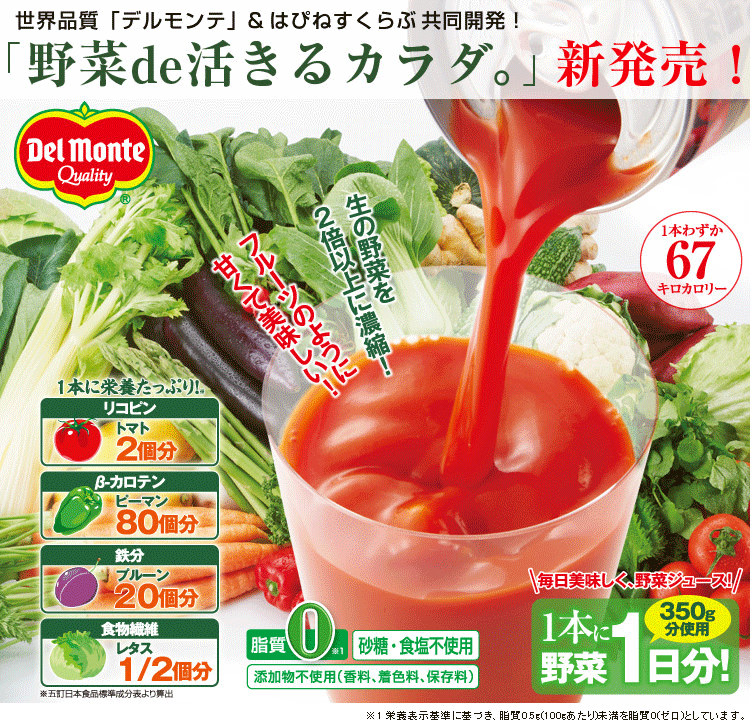 デルモンテ×はぴねすくらぶ「野菜de活きるカラダ。」